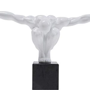 KARE Design Fitness Estatua Diseño Hombre, escultura deco atleta, blanco 29 x 43 x 15 cm, fibra de vidrio