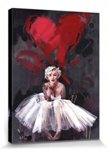 1art1 Marilyn Monroe Póster Impresión En Lienzo Pintura, Corazón, James Paterson Cuadro En Bastidor De Camilla De Madera | Mural XXL | Imagen 80x60 cm