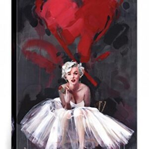 1art1 Marilyn Monroe Póster Impresión En Lienzo Pintura, Corazón, James Paterson Cuadro En Bastidor De Camilla De Madera | Mural XXL | Imagen 80x60 cm