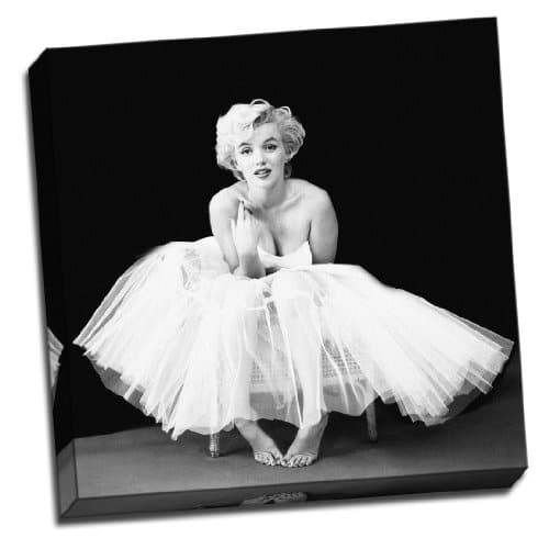 Cuadro sobre lienzo de Marilyn Monroe en blanco y negro, tamaño grande de 50,8 x 50,8 cm, enmarcado, para la pared