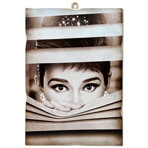 KUSTOM ART CUCUBA Cuadro Cuadro de estilo vintage Audrey Hepburn de la película de desayuno de Tiffany de 1962 Impresión sobre madera 18 x 25 cm.