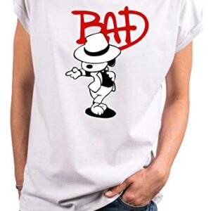 MAKAYA Camiseta para Mujer Manga Corta Casual - Snoop Jackson The Bad Dog - Blanco Talla Grande XS