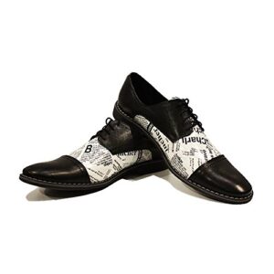 Modello Zaccharia - EU 39 - US 6 - UK 5-24,7 cm - Cuero Italiano Hecho A Mano Hombre Piel Color Negro Zapatos Vestir Oxfords - Cuero Cuero Suave - Encaje