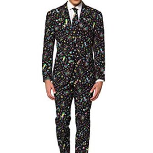 OppoSuits Trajes de fiesta para hombre Crazy Dude - Viene con chaqueta, pantalones y corbata en diseños divertidos, 42