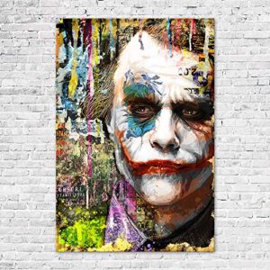 Zabarella Cuadro Joker Vintage Lienzo impreso en marco Pop Art Decoración Pared Salón Dormitorio (60 cm x 90 cm) (23 x 35 pulgadas)
