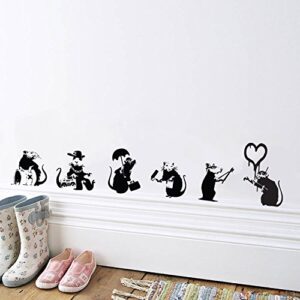 V&C Designs Ltd Pegatina de Vinilo de Arte de Pared con Diseño de Banksy de Ratas para Decoración de Sala de Estar, Cocina, Habitación de Niños