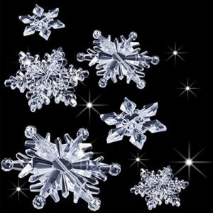 35 Piezas Adornos de Copos de Nieve de Cristal Acrílico Transparente Colgante de Árbol de Navidad DIY Decoración de Navidad (Transparente)