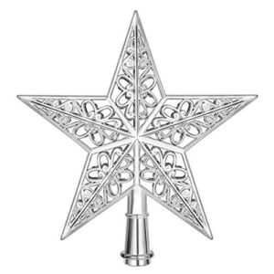 Amosfun - Decoración para árbol de Navidad, diseño de Estrellas, Color Plateado