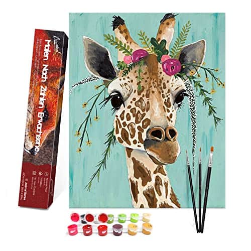Bougimal Pintar por Numeros Adultos, DIY Pintura por Números Giraffe sin Marco de 40 X 50 cm