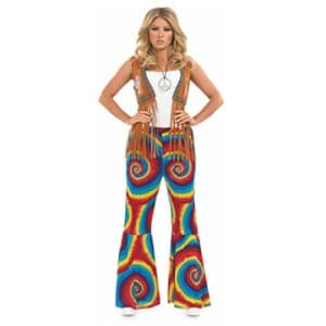 Fun Shack Pantalón para Disfraz Hippie Mujer, Disfraz Años 70 Mujer, Pantalónn Hippie para Disfraces Hippies Mujer, Disfraz Mujer Carnaval Talla S