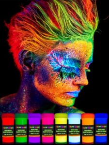 GLOW MAGIC Neon UV Body Paint Set – 8 x 20,7 ml – Black Light Make Up – Bodypainting Neón Blacklight pintura corporal facial & Dedo Pinturas
