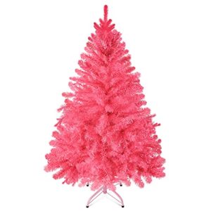 Prextex Árbol de Navidad Rosa de 120 cm – Abeto Navidad Artificial Premium de 320 Puntas, Articulado – Árbol de Navidad Frondoso Rosa, Ligero y Fácil de Montar con Base Metálica