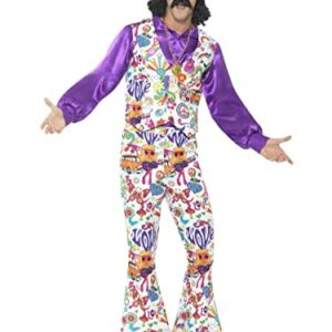 Smiffys 44904L 60s Groovy Hippie - Traje con chaleco, camisa y pantalones, Multicolor, L
