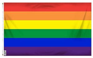 VKI® 90x150cm Bandera Arcoíris, Doble Costura, con Ojales de Latón, Arcoiris Orgullo Gay LGBT Festival Celebración Diversidad