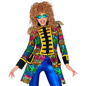Widmann - Disfraz de estilo años 80, uniforme, aspecto de Leo, estampado animal, rayas arcoíris, director de circo, disfraz, carnaval, fiesta temática.